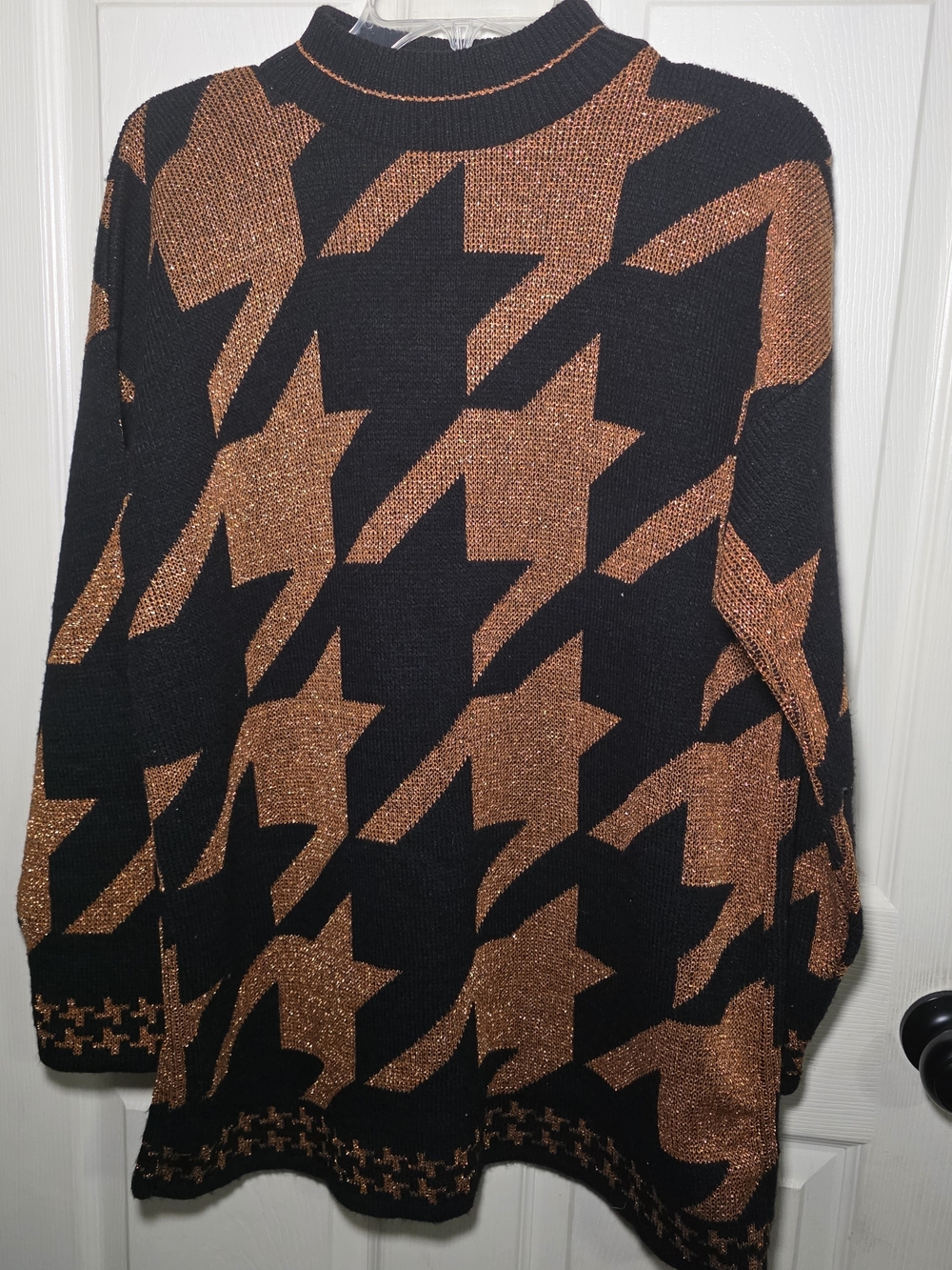 Vintage 80s Dana Scott Metallic Copper Sweater Mock Neck Oversized XL